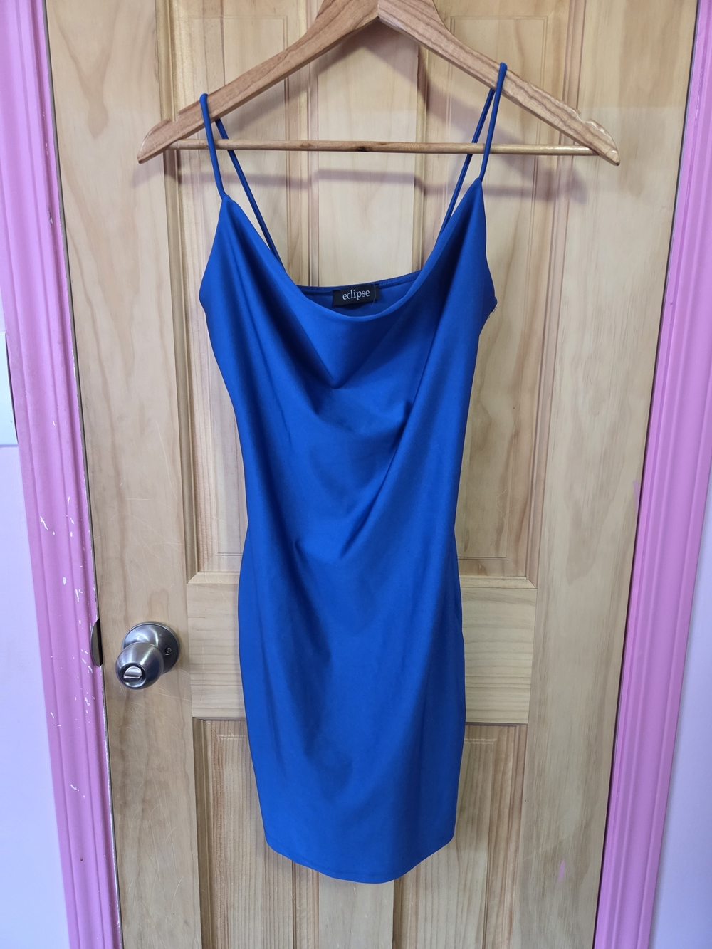 Eclipse Cowl Neck Mini Dress in Blue